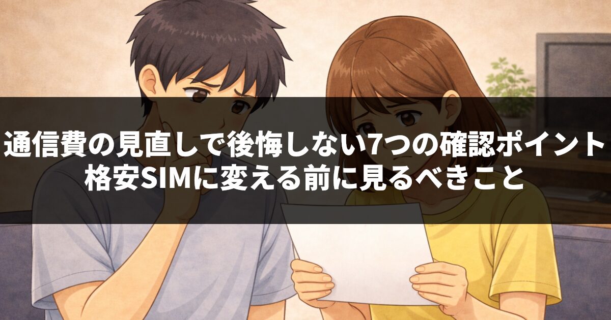 通信費の見直しで後悔しない7つの確認ポイント|格安SIMに変える前に見るべきこと