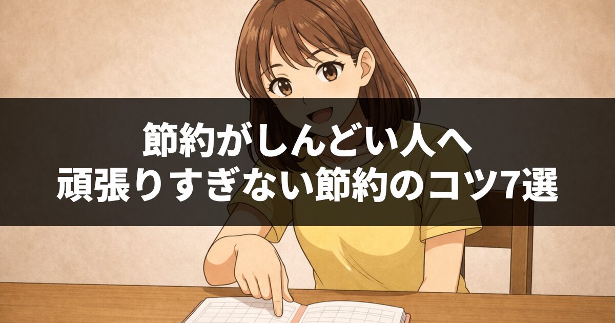 節約がしんどい人へ|頑張りすぎない節約のコツ7選